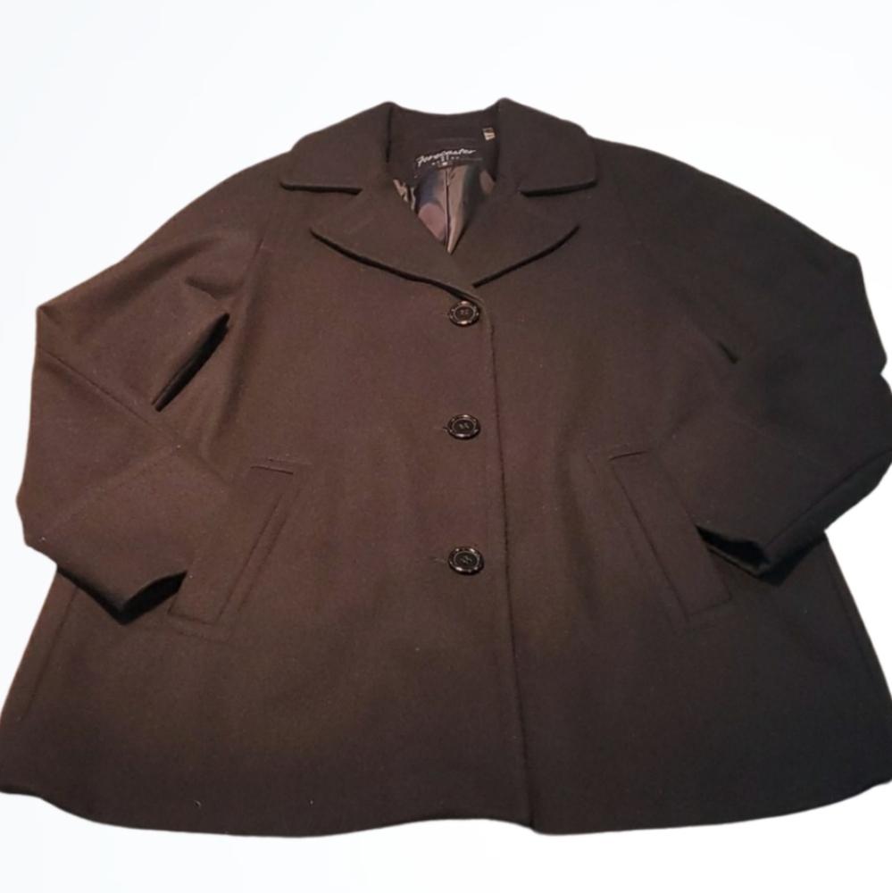 Forecaster of Boston Black Wool Blend Above The Knee Pea Coat Size 10 Bust 43 In
